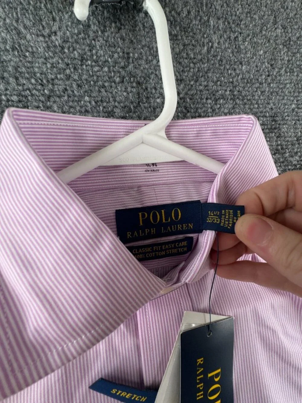 NWT Polo Ralph Lauren Pink Classic Fit Easy Care Cotton Stretch 14.5 32/33